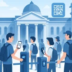 Which venue sizes see the biggest time savings from QR scanning