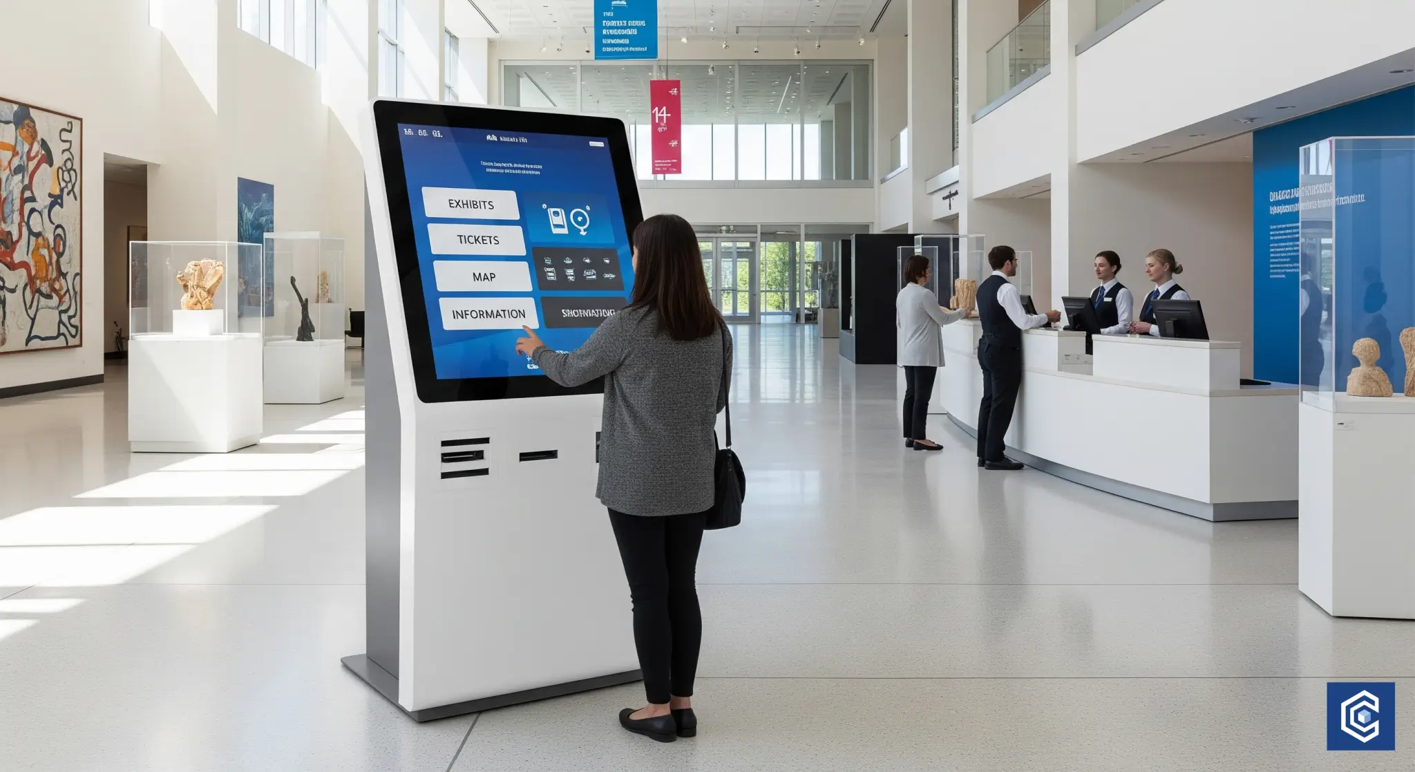 kiosks and staff counters