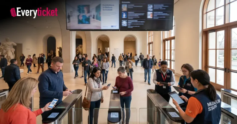 Digital interface of ticketing software for events in a museum.